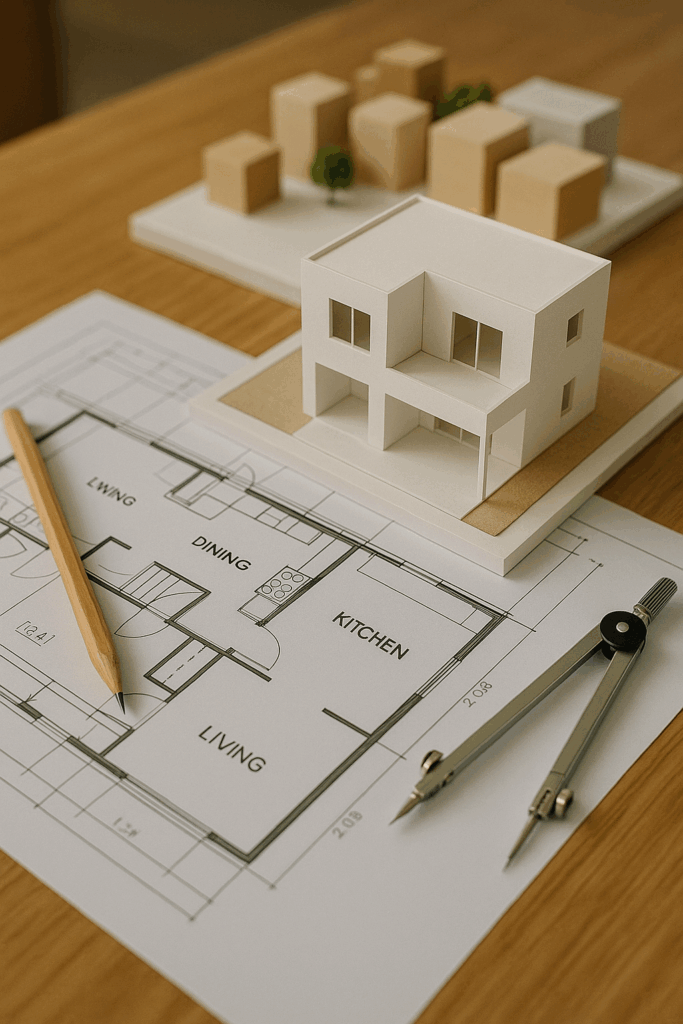 alt="plano arquitectónico de propiedad sobre plano"